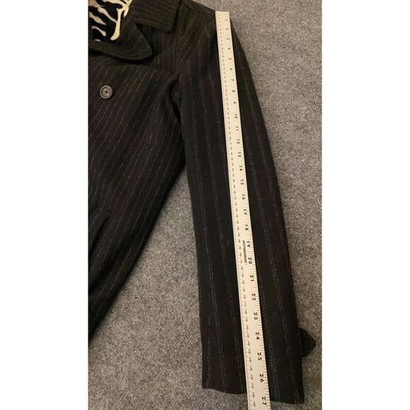 Marc Ecko Double Breasted Chalk Striped Wool Overcoat 40L Heavy Fleece-Lining - Picture 10 of 16